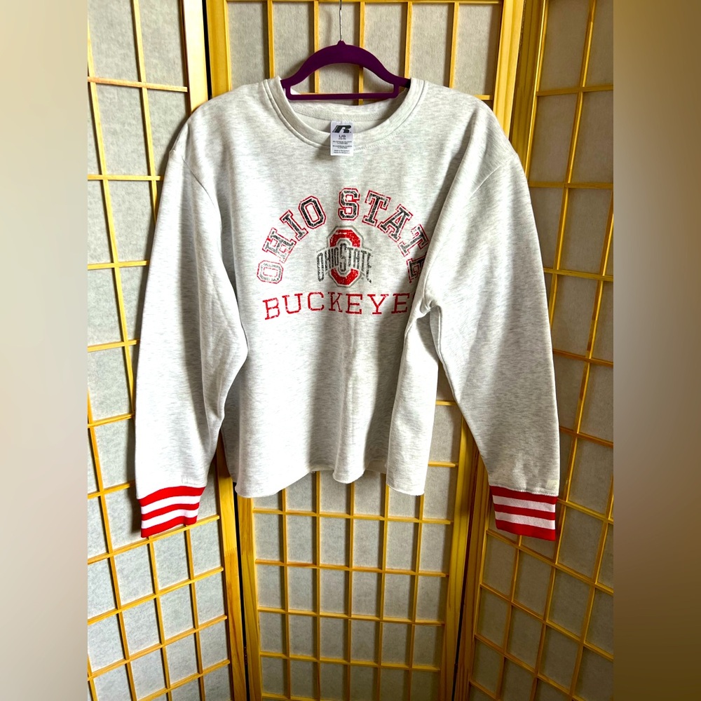 Russell Athletic Gray and Red Ohio State Buckeyes Sweatshirt